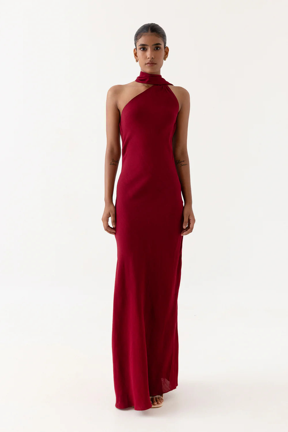 rasario red dress Draped satin maxi dress with a train Color: Red RASARIO Online Boutique 40 (FR) / Red