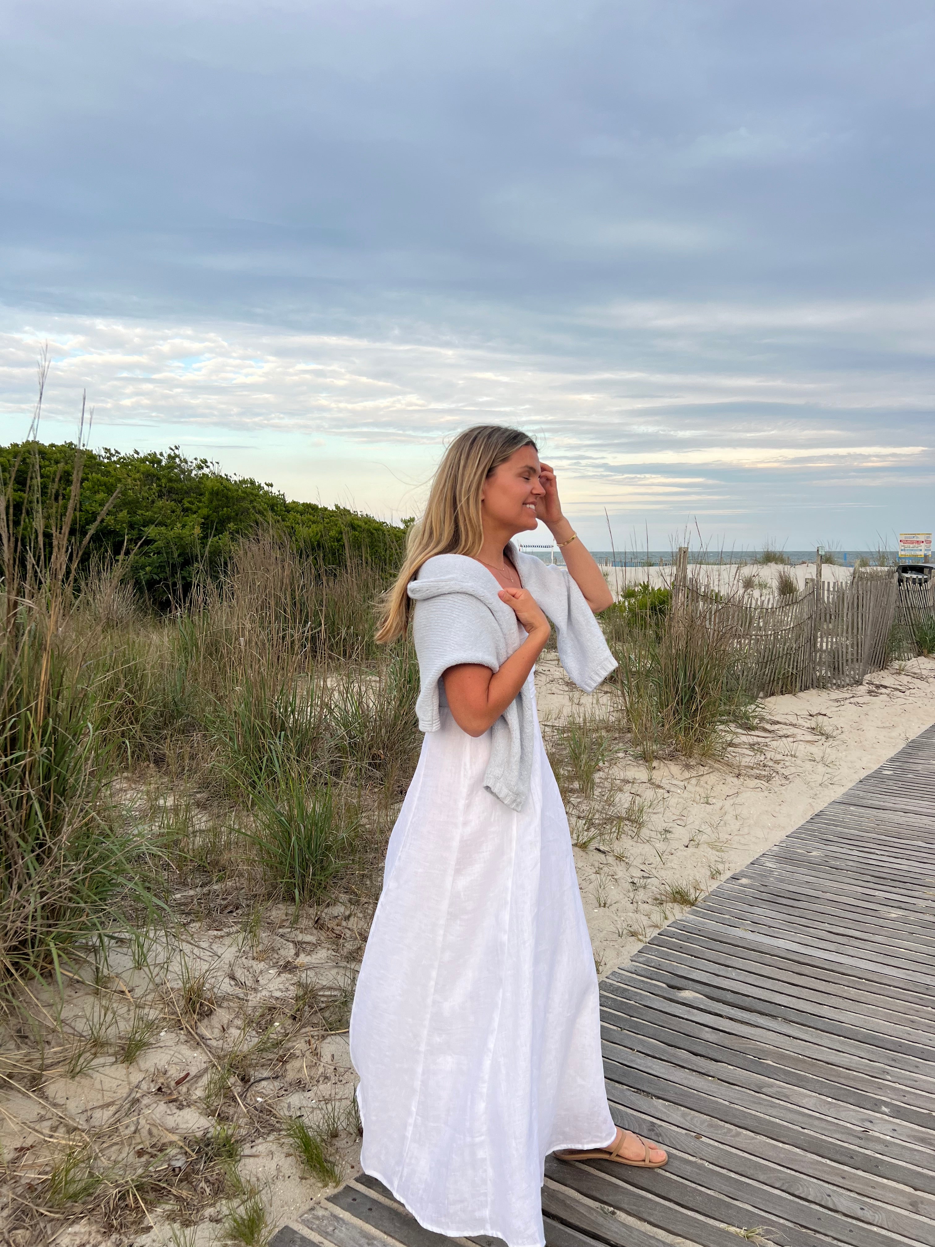 talia linen pintuck maxi dress – somewear in between