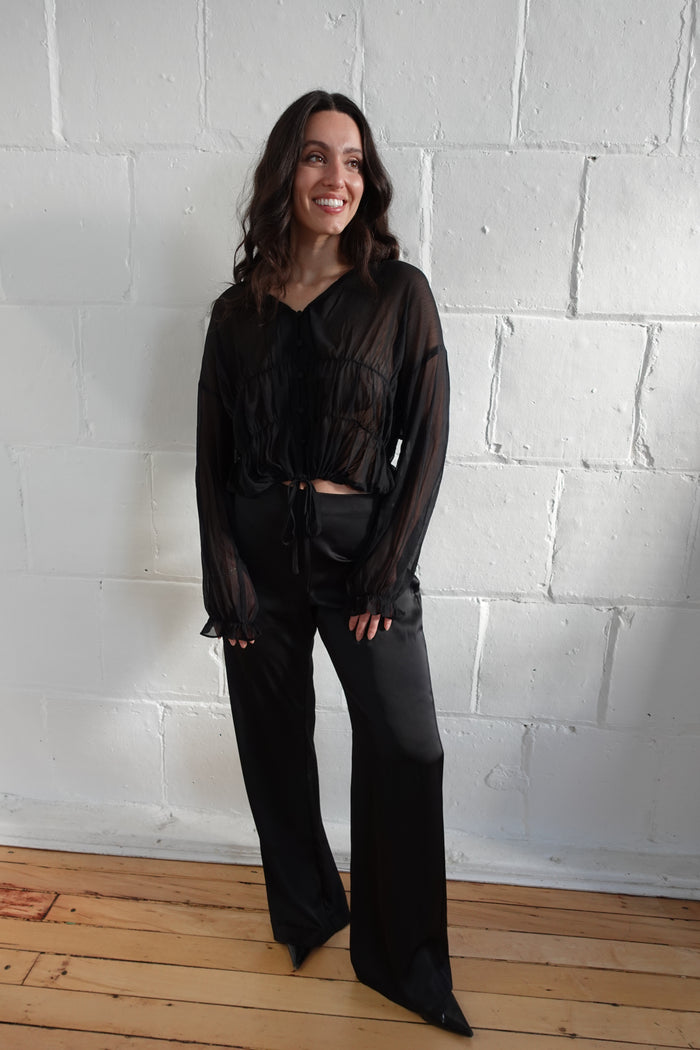 lainey button front blouse black