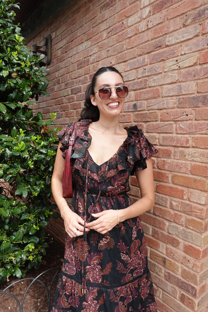 bohemian midi dress Quincey Grey / L Brick Red Midi Dress -