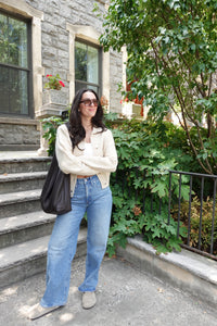 pauline button front crop sweater