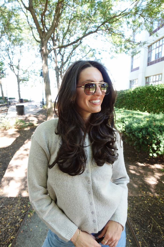 greige twist cardigan