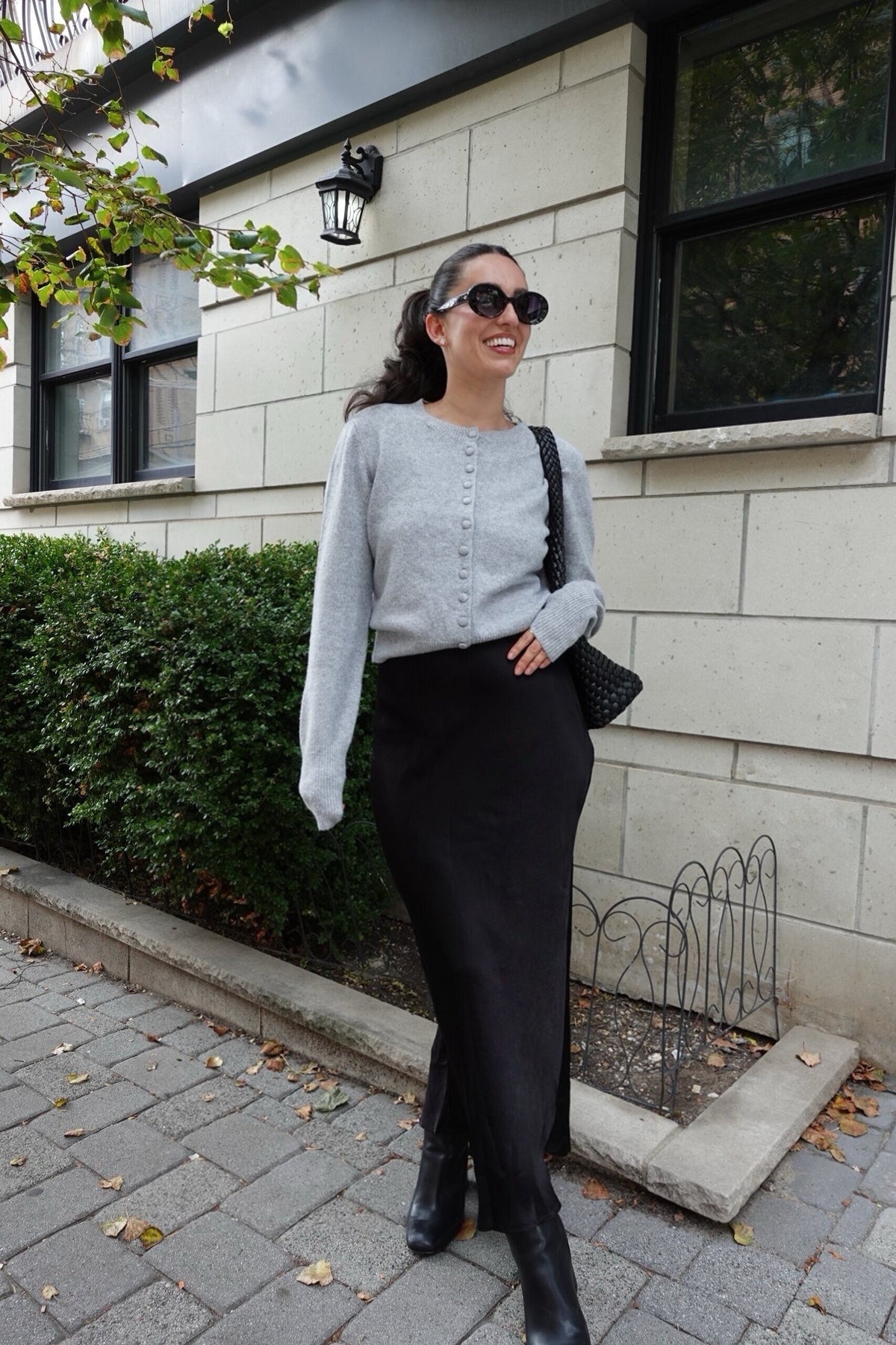 satin midi skirt black