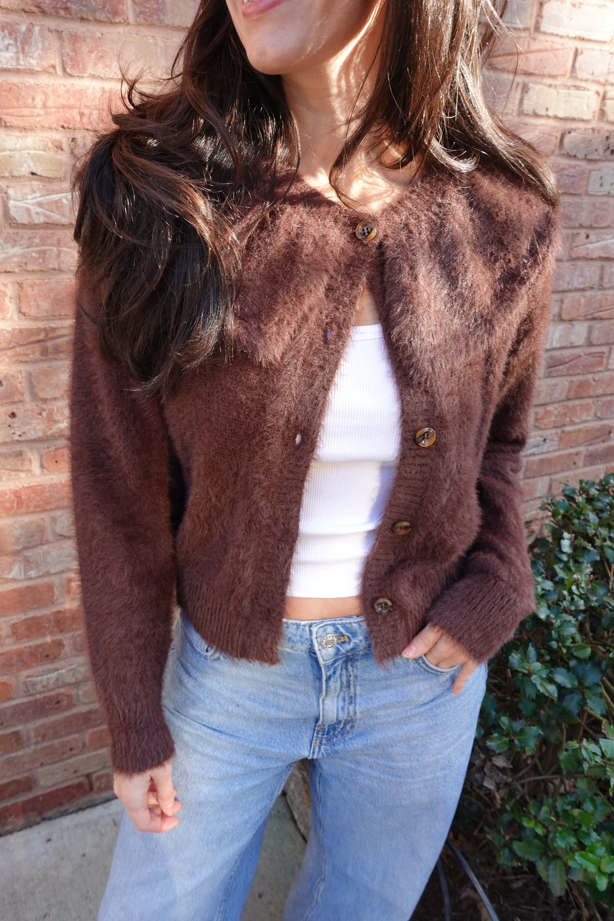 fuzzy oversized collar cardi