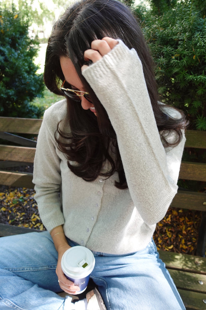 greige twist cardigan