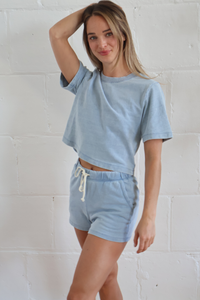 becca knit denim sweatshirt