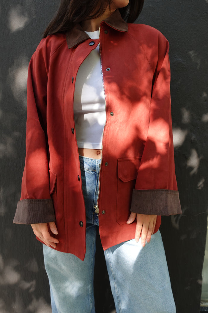 corduroy detail button up jacket