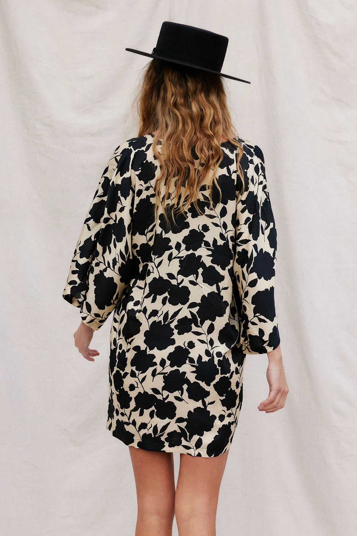 oversized sun print short dress Sunset Flower Print Empire Waist Satin Short Dress