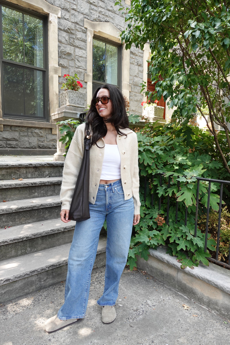 pauline button front crop sweater