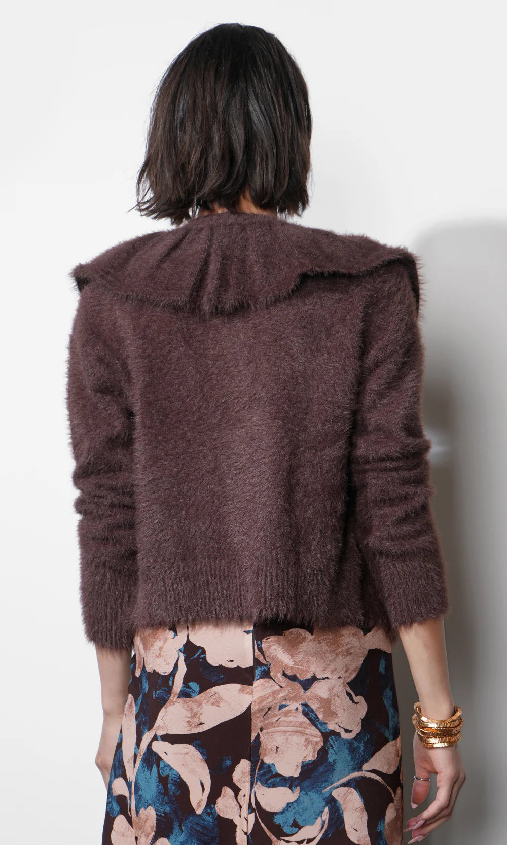 fuzzy oversized collar cardi