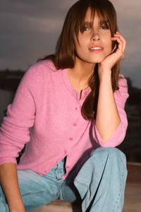 medina ribbed cardigan crushed pink