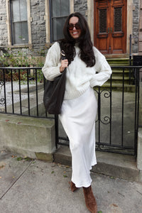 satin midi skirt champagne