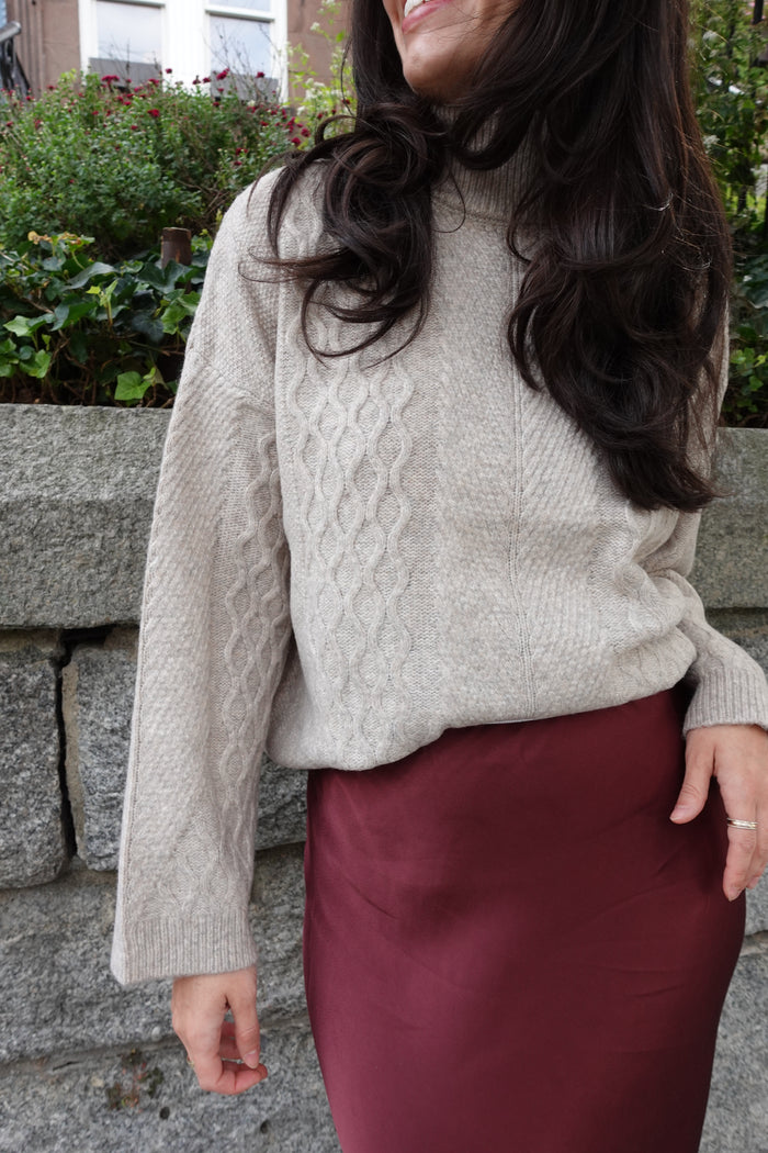 satin midi skirt maroon