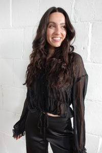 lainey button front blouse black