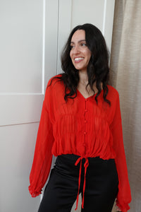 lainey button front blouse red