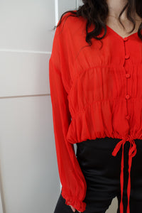 lainey button front blouse red