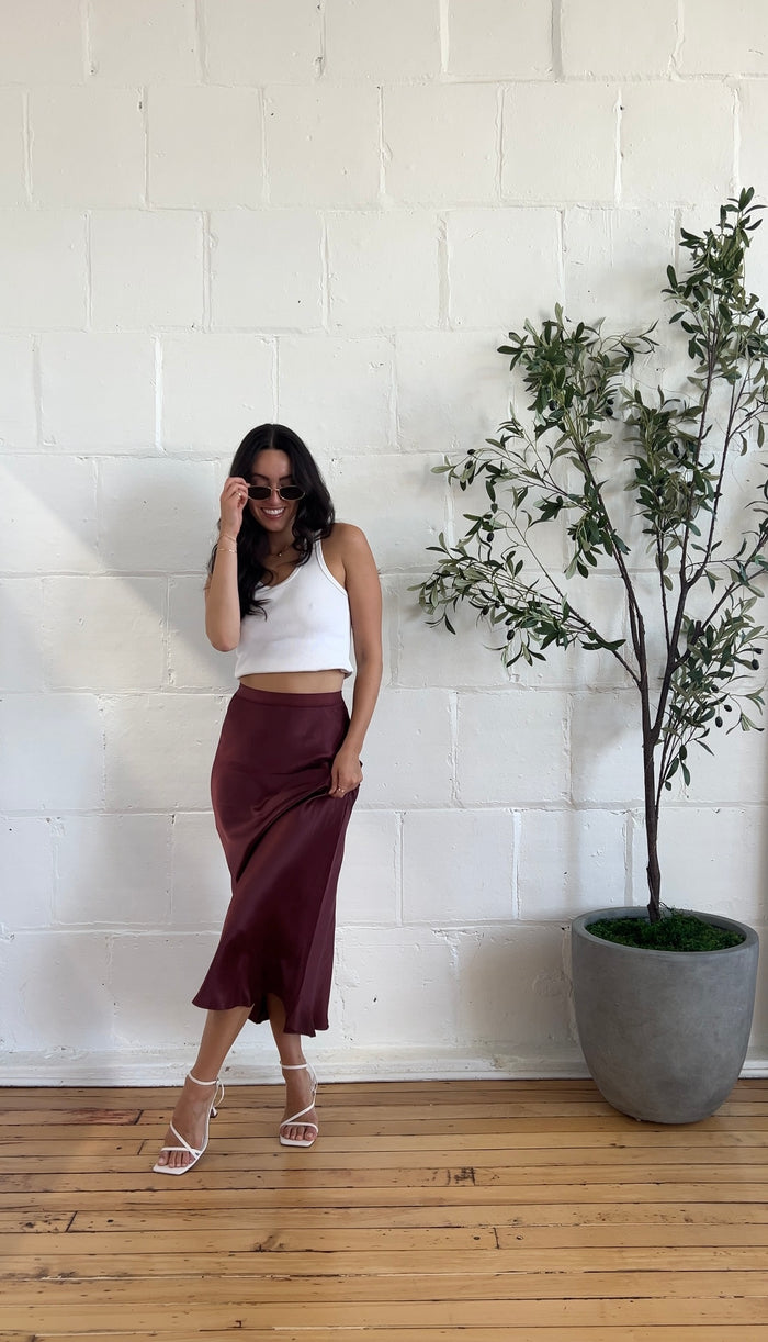 satin midi skirt