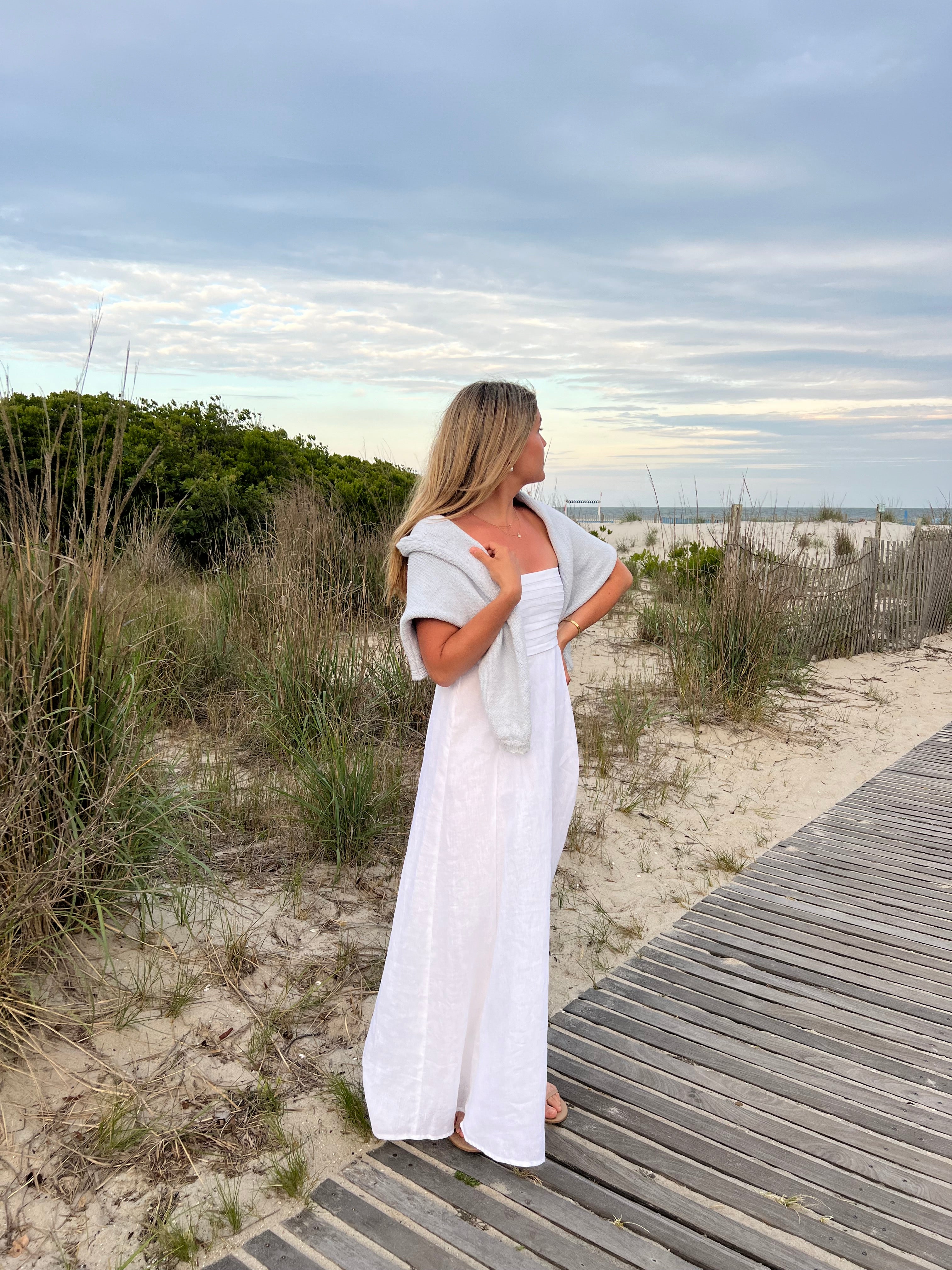 talia linen pintuck maxi dress – somewear in between