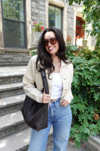 pauline button front crop sweater