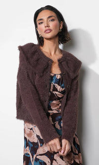 fuzzy oversized collar cardi