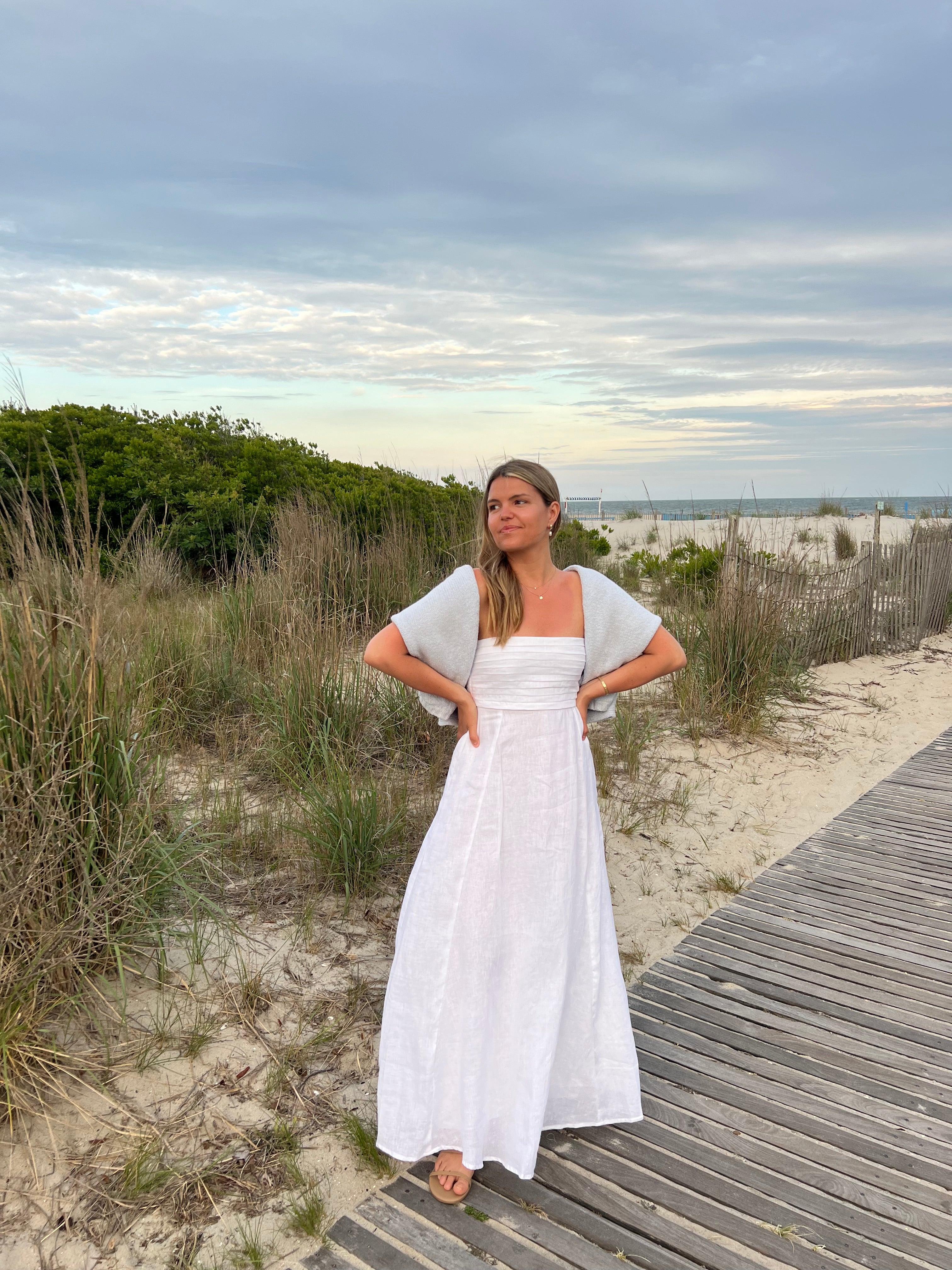 talia linen pintuck maxi dress – somewear in between