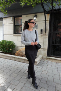 satin midi skirt black