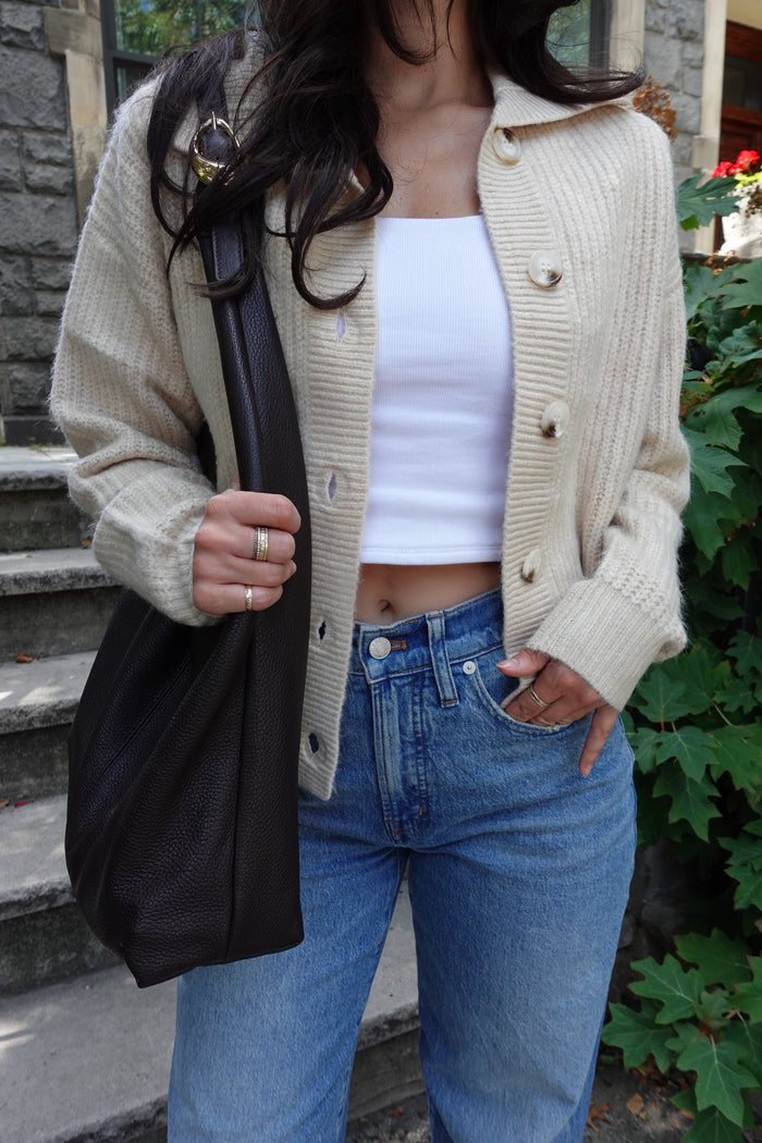 pauline button front crop sweater