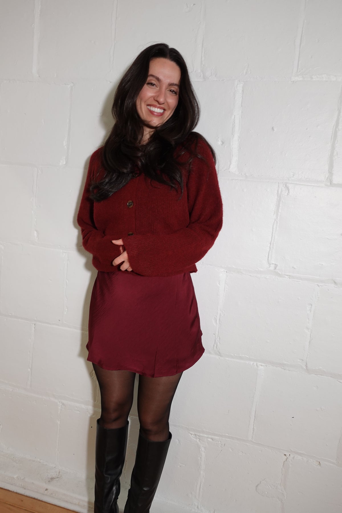 chablis satin mini skirt