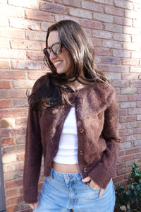 fuzzy oversized collar cardi