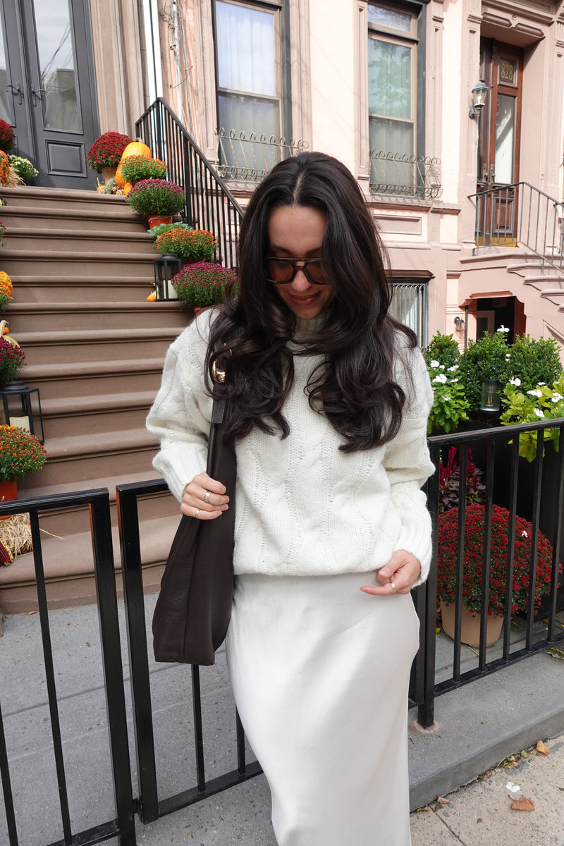 satin midi skirt champagne