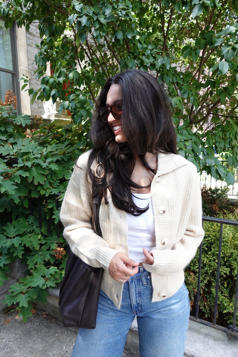 pauline button front crop sweater