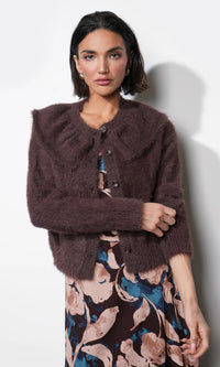 fuzzy oversized collar cardi