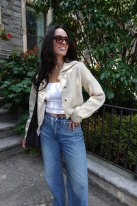 pauline button front crop sweater