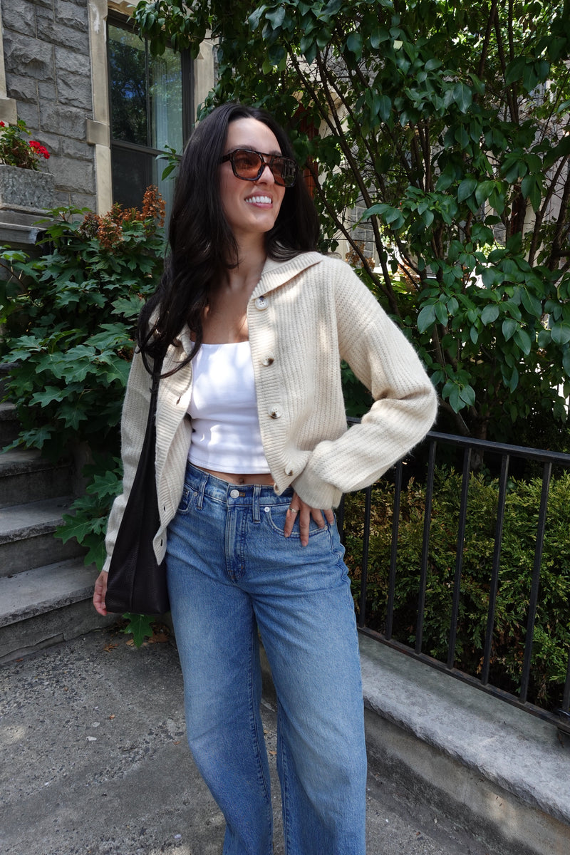 pauline button front crop sweater