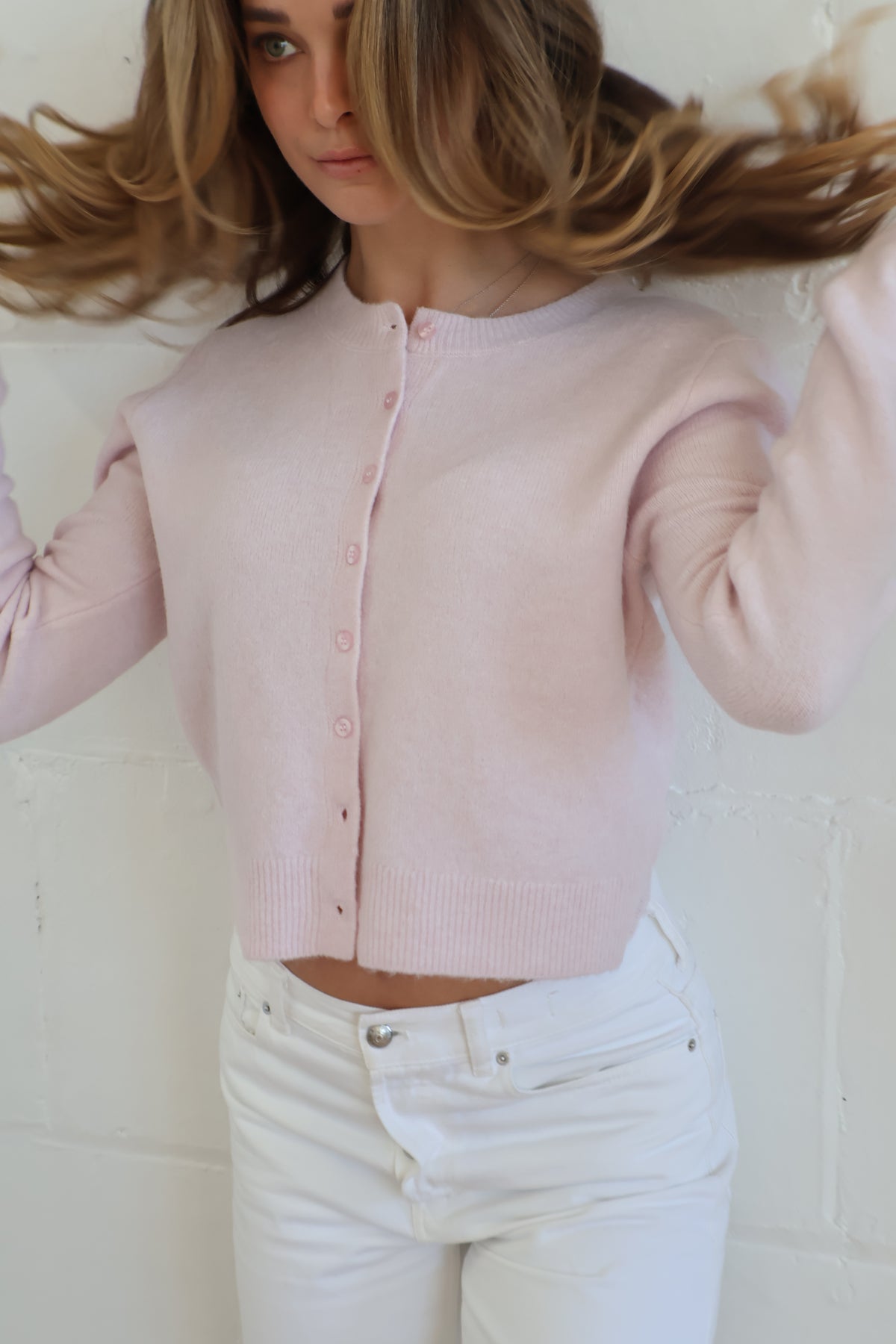 medina cardigan washed pink