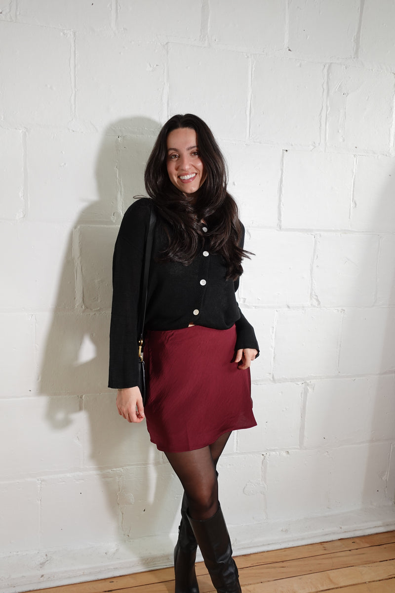 chablis satin mini skirt