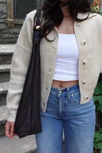 pauline button front crop sweater