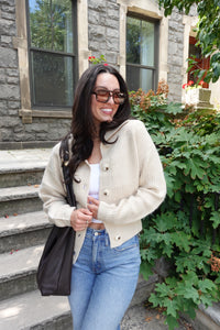 pauline button front crop sweater