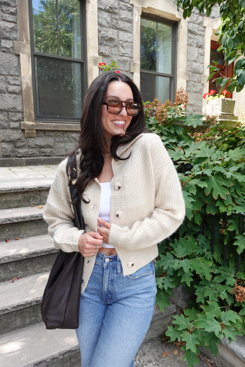 pauline button front crop sweater