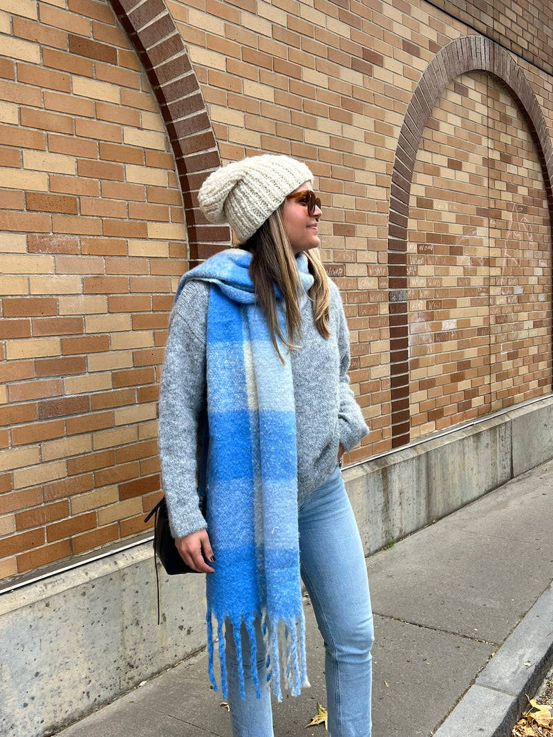 blue plaid scarf