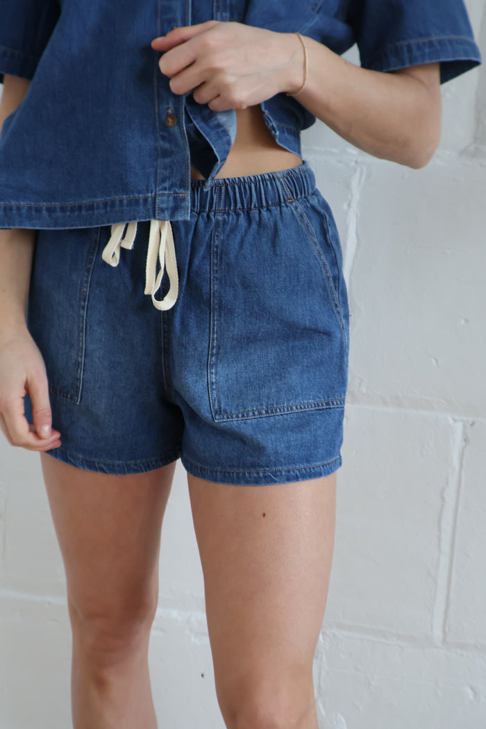 denim utility short
