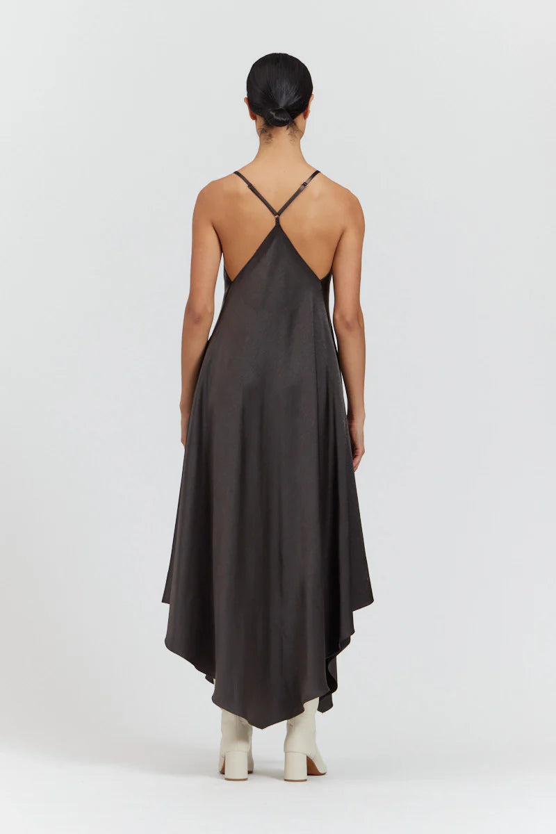 handkerchief hem satin dress somewear in between handkerchief hem satin dress somewear in between