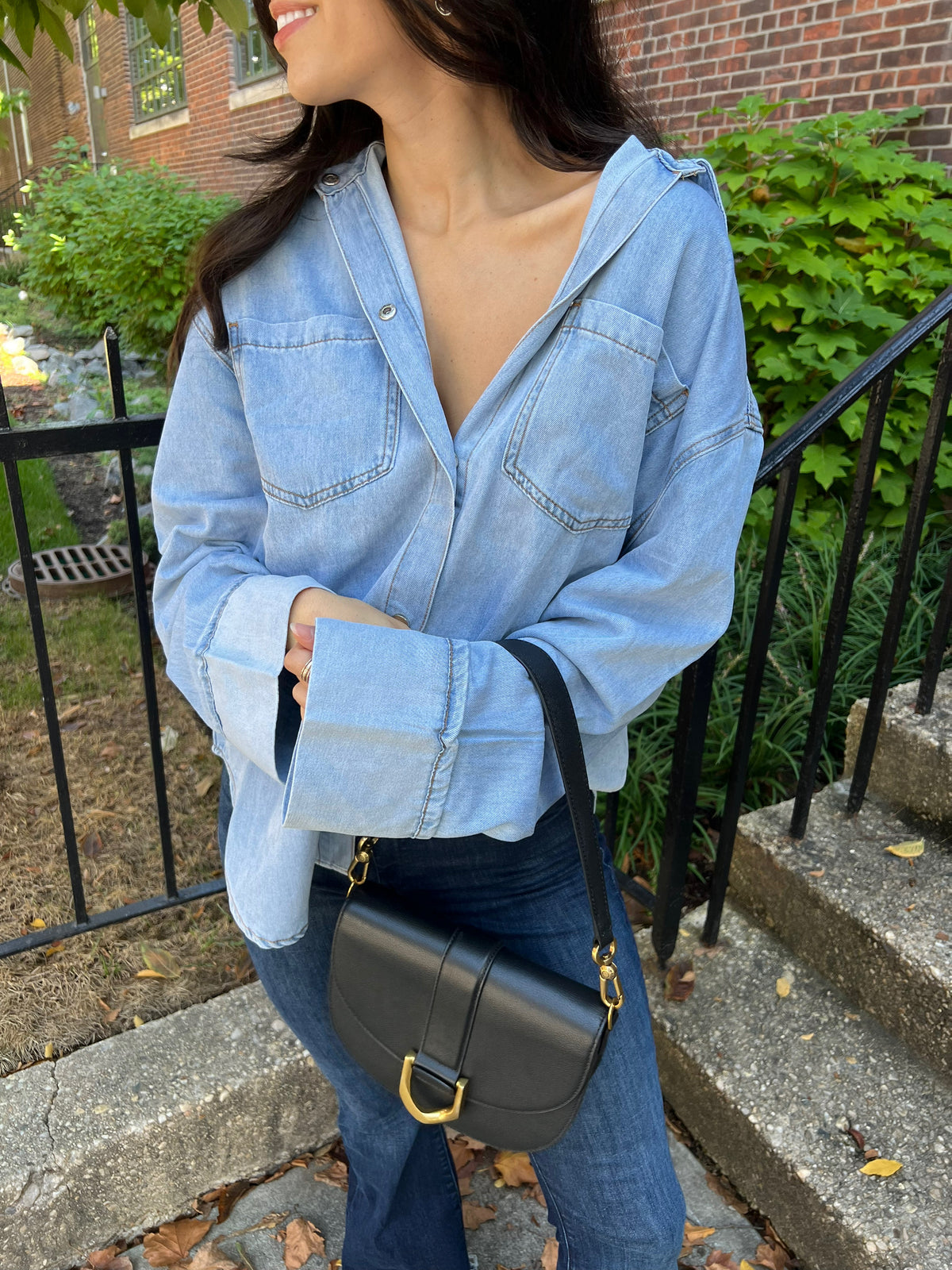 denim cuff shirt