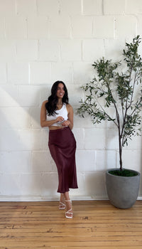 satin midi skirt