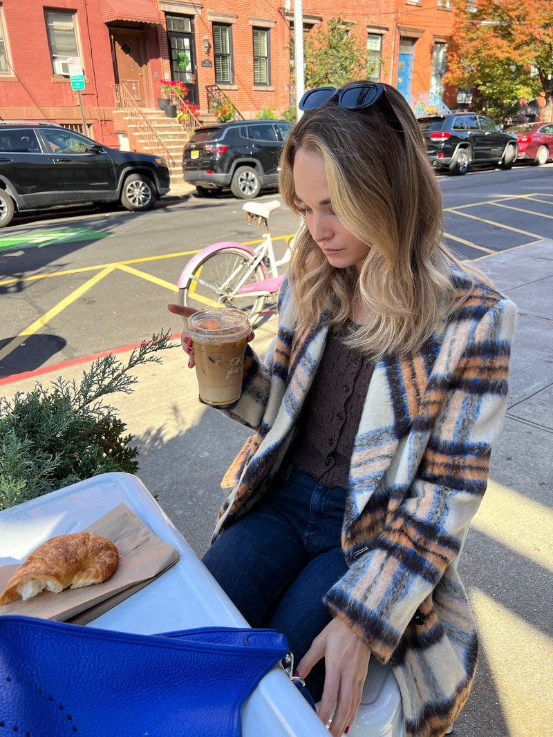 blue honey plaid jacket