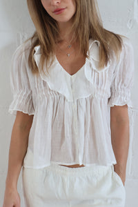 ruffle blouse white