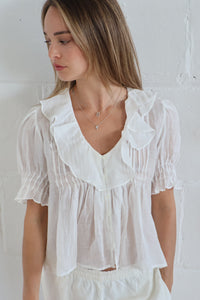ruffle blouse white