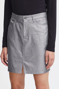 silver denim skirt