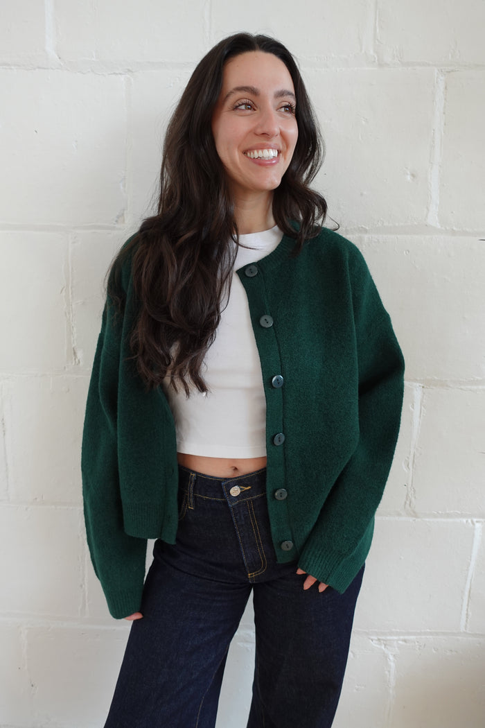 payton cardigan forest green