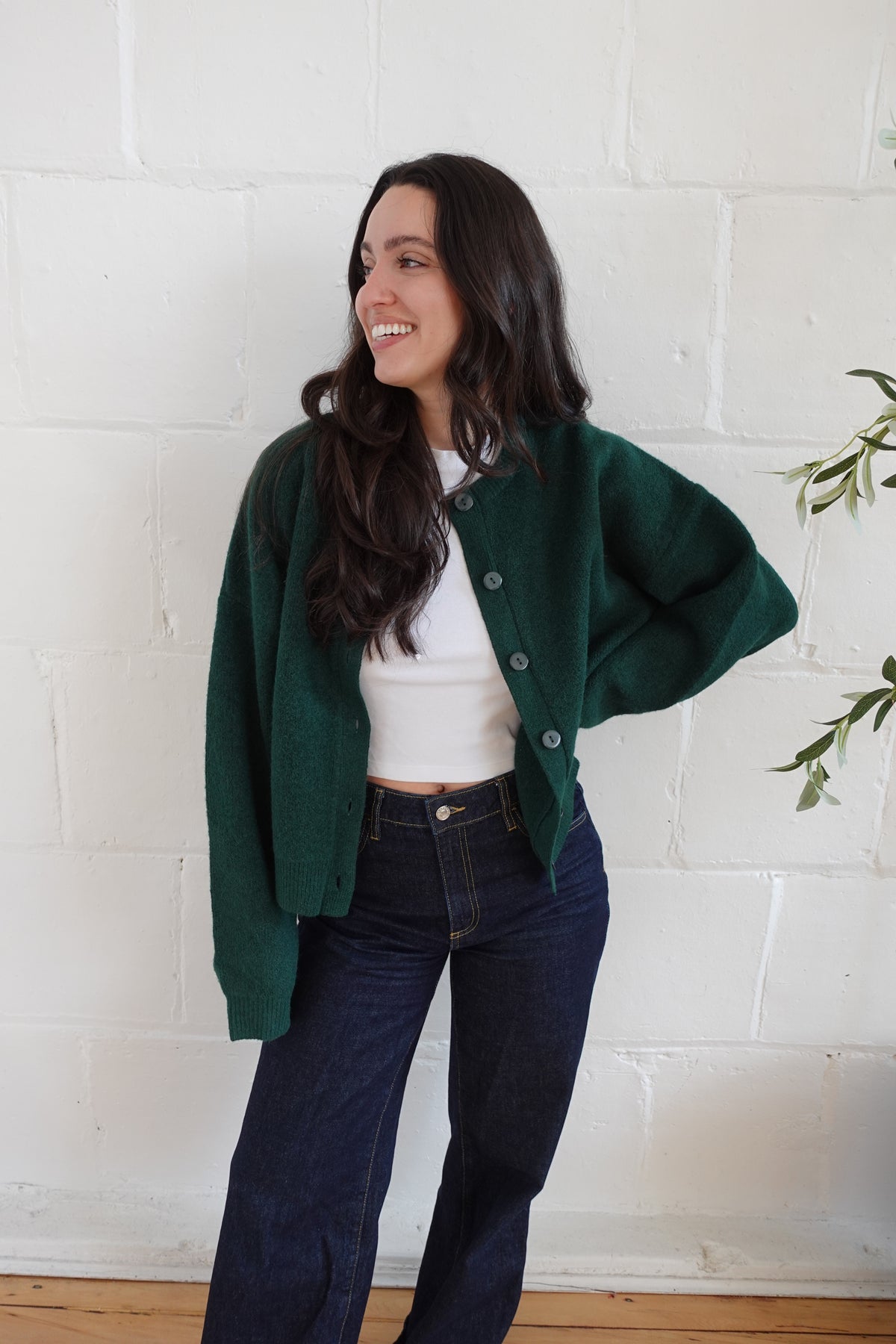 payton cardigan forest green